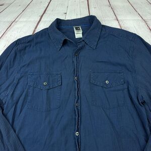 The North Face Shirt Mens XL Blue Long Sleeve Button Front Two Pocket Outdoor